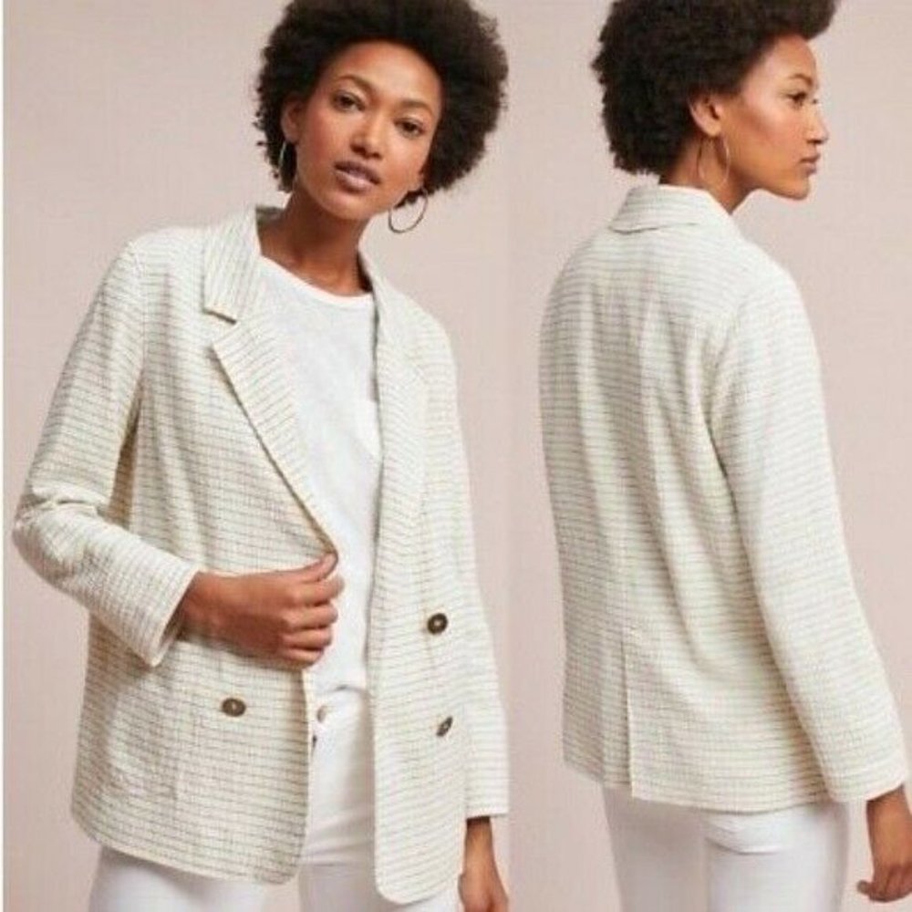 Anthropologie Cartonnier Cream striped Blazer